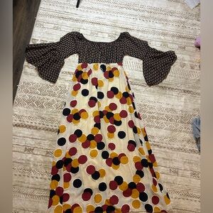 Save the Queen Italian Sheer Midi Dress Bell Sleeves Polka Dot NWT M